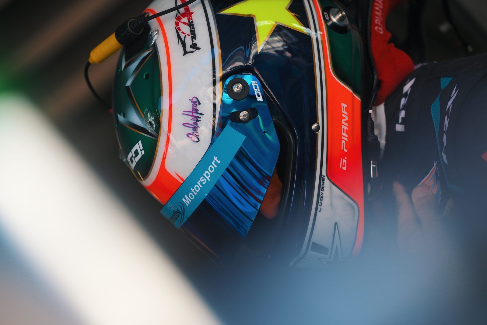 Helmet on the car before the race